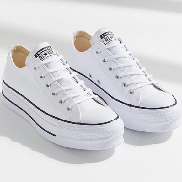 converse white ox lift platform trainers